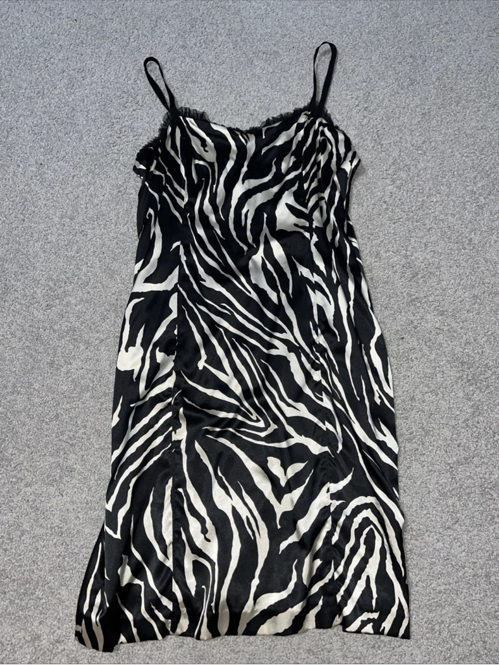 Nine West Women’s Zebra Slip Dress Silky Sleek Sexy Size 12